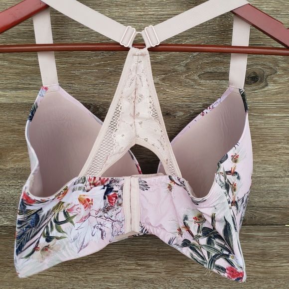 Floral Cacique 42 H Racerback Bra with Padded Under Support Plus Size - Picture 2 of 16